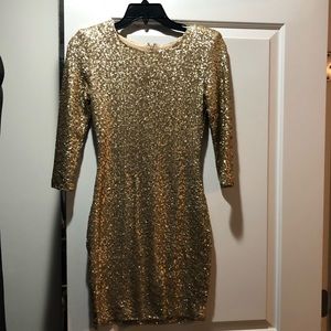 Gold Sequin Mini Dress - Small
